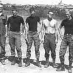 "Albert" Gambrell, Dale Markovich, Doc Gilchrest, D.B. Brown and Roy Olson. The black T-shirts were a trademark of the team. Probably at Phan Thiet.