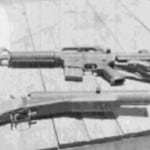 A Car 15 and a slightly modified M-79 grenade launcher-AKA the chunker. From Leo Corey.