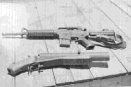 A Car 15 and a slightly modified M-79 grenade launcher-AKA the chunker. From Leo Corey.